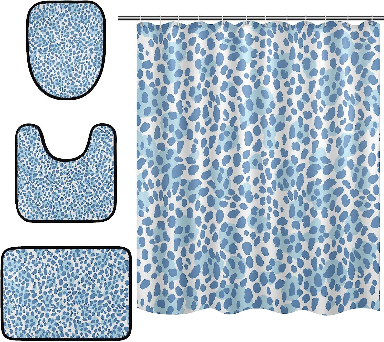 Unleash Your Wild Side With Alaza Trendy Leopard Print Shower Curtain And Mat Set!