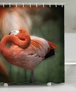 Uplifting Pink Flamingo Shower and Bath Curtain Set for Feel Good Bathroom Decor