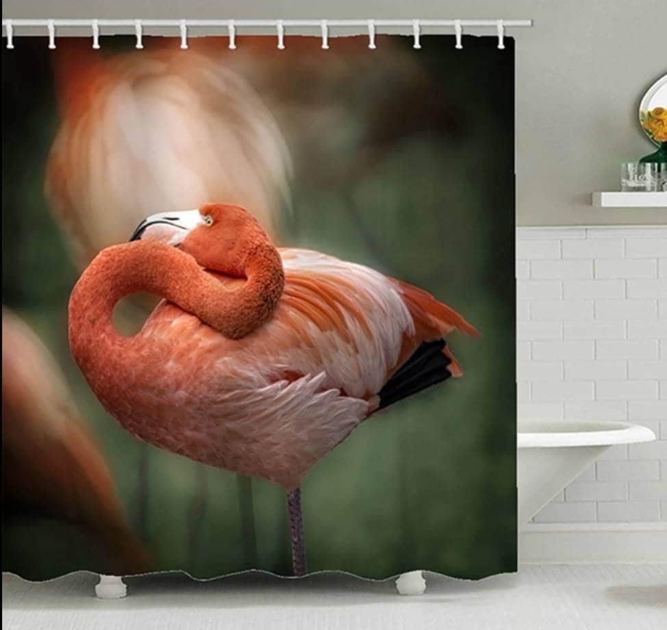 Uplifting Pink Flamingo Shower and Bath Curtain Set for Feel Good Bathroom Decor