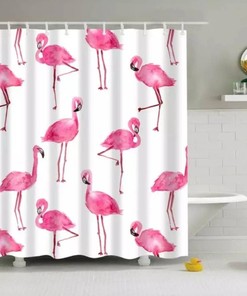 Uplifting Pink Flamingos Shower and Bath Curtain Set for a Fun Mood in Your Bathroom