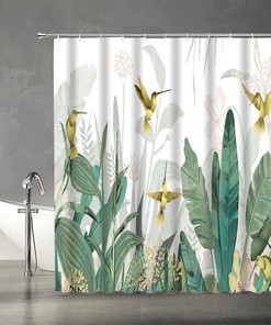 Upscale 3D Tropical Palm Leaves Tree Waterproof Shower Curtain For Bathroom