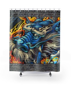 Urban Graffiti Dragon Shower Curtain For A Modern Bathroom