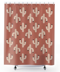 Urban Jungle Bath Decor With Cacti Shower Curtain - Plant Lady Bath Decor And Cactus Lover Gift