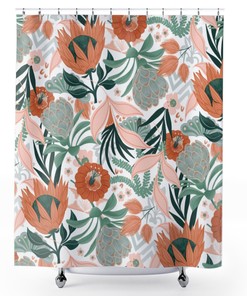 Urban Jungle Decor Hawaiian Shower Curtain With Protea Print
