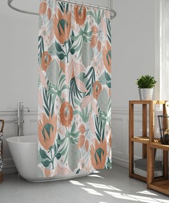 Urban Jungle Decor Hawaiian Shower Curtain With Protea Print