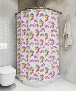 Urban n Look - Unicorn and Rainbow Style Shower Curtain to Add Color to Your Bathroom