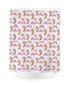 Urban n Look - Unicorn and Rainbow Style Shower Curtain to Add Color to Your Bathroom