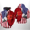 Us Flag 3D All Over Print Hoodie With Zip Up Option - Calgary Flames Nhl 