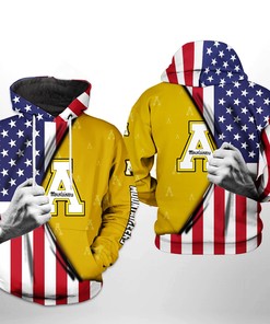 Us Flag 3D All Over Print Hoodie Zip-Up Or Pullover - Appalachian State Mountaineers Ncaa Edition