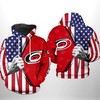 Us Flag All Over Print Hoodie - Carolina Hurricanes Nhl 3D Zip-Up Option For Fans 