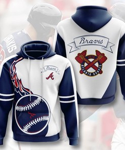 Usa Sports All Over Print 3D Hoodie Featuring Atlanta Braves