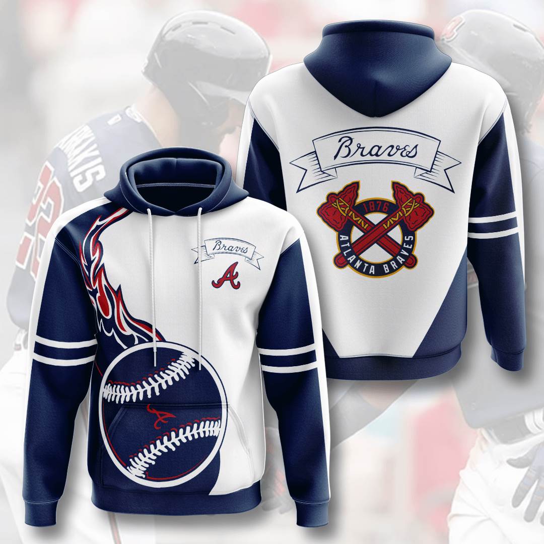 Usa Sports All Over Print 3D Hoodie Featuring Atlanta Braves