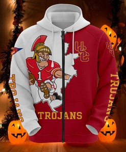 Usc Trojans Mascot Long Sleeve 3D Zip Hoodie For Fans