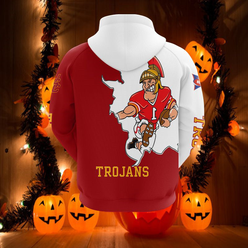 Usc Trojans Mascot Long Sleeve 3D Zip Hoodie For Fans