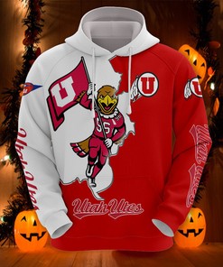 Utah Utes Mascot Long Sleeve 3D Zip Hoodie For Fans