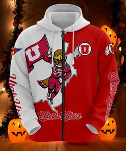 Utah Utes Mascot Long Sleeve 3D Zip Hoodie For Fans