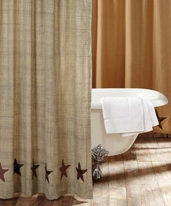 VHC Brands Abilene Star Fabric Shower Curtain for Rustic Western Decor