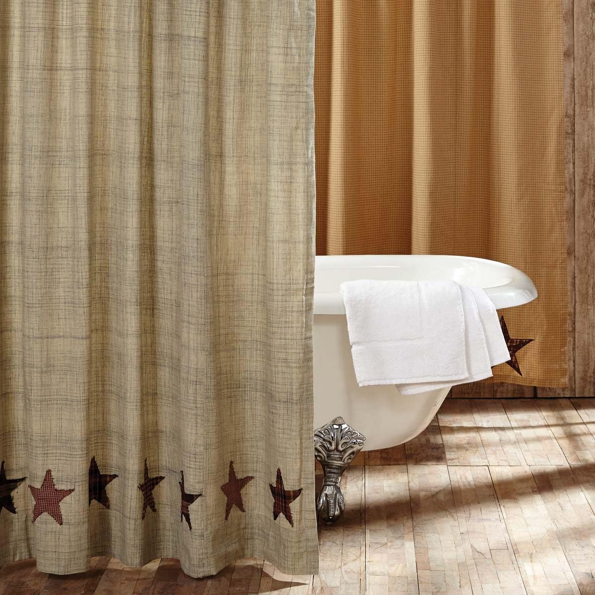 VHC Brands Abilene Star Fabric Shower Curtain for Rustic Western Decor