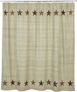 VHC Brands Abilene Star Fabric Shower Curtain for Rustic Western Decor