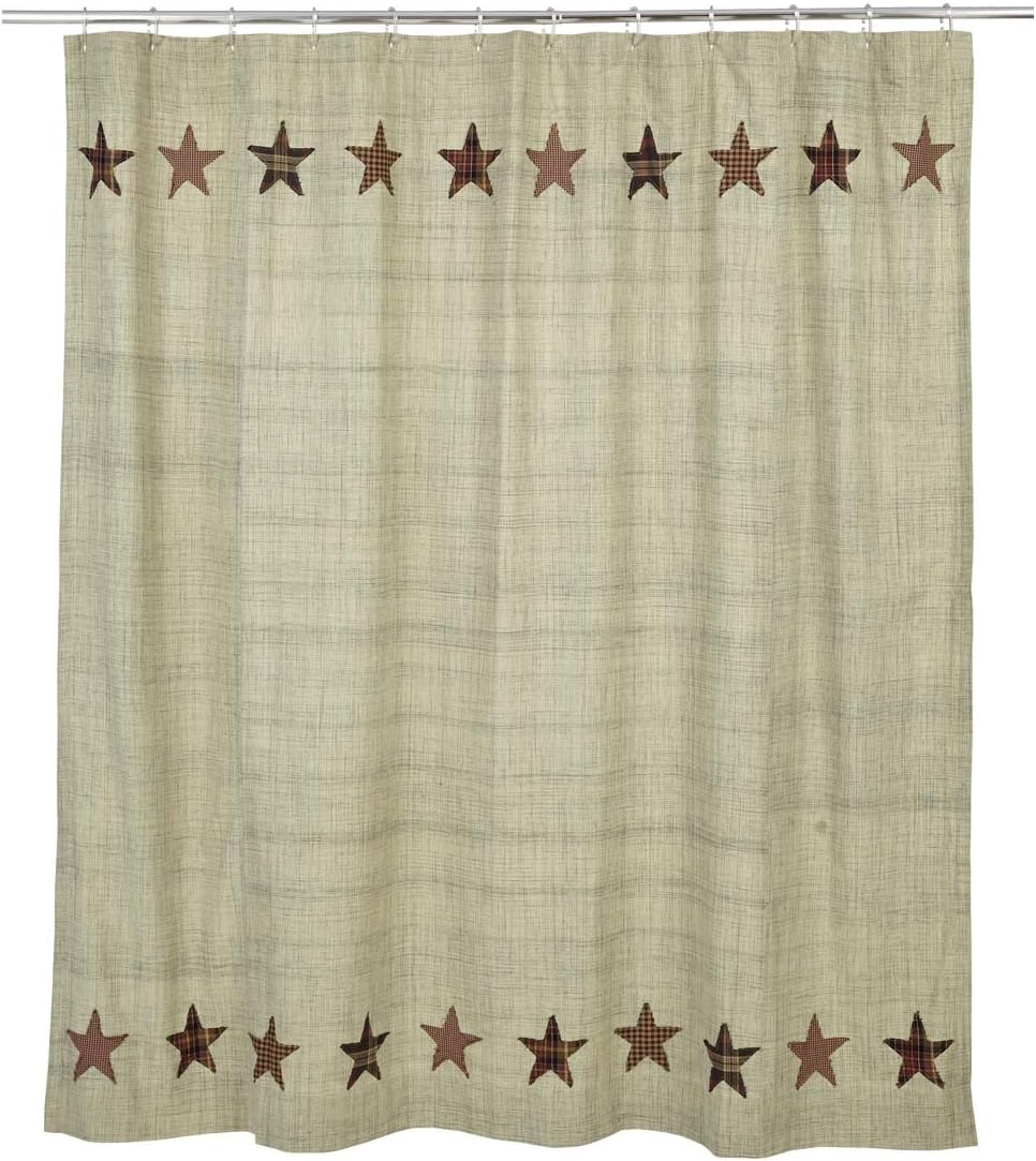 VHC Brands Abilene Star Fabric Shower Curtain for Rustic Western Decor