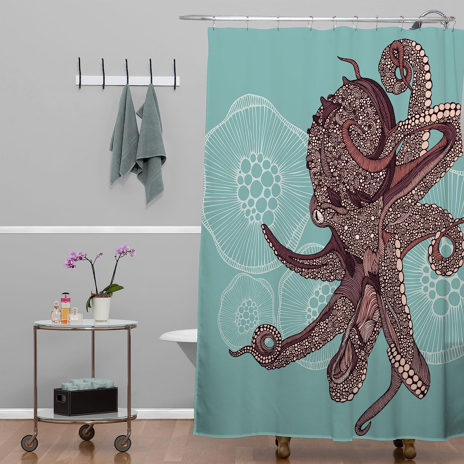 Valentina Ramos' Octopus Bloom Shower Curtain - A Beautiful And Colorful Design For Your Bathroom - Image 2