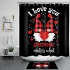 Valentine Gnome Shower Curtain | I Love You Red Heart Bathroom Accessory