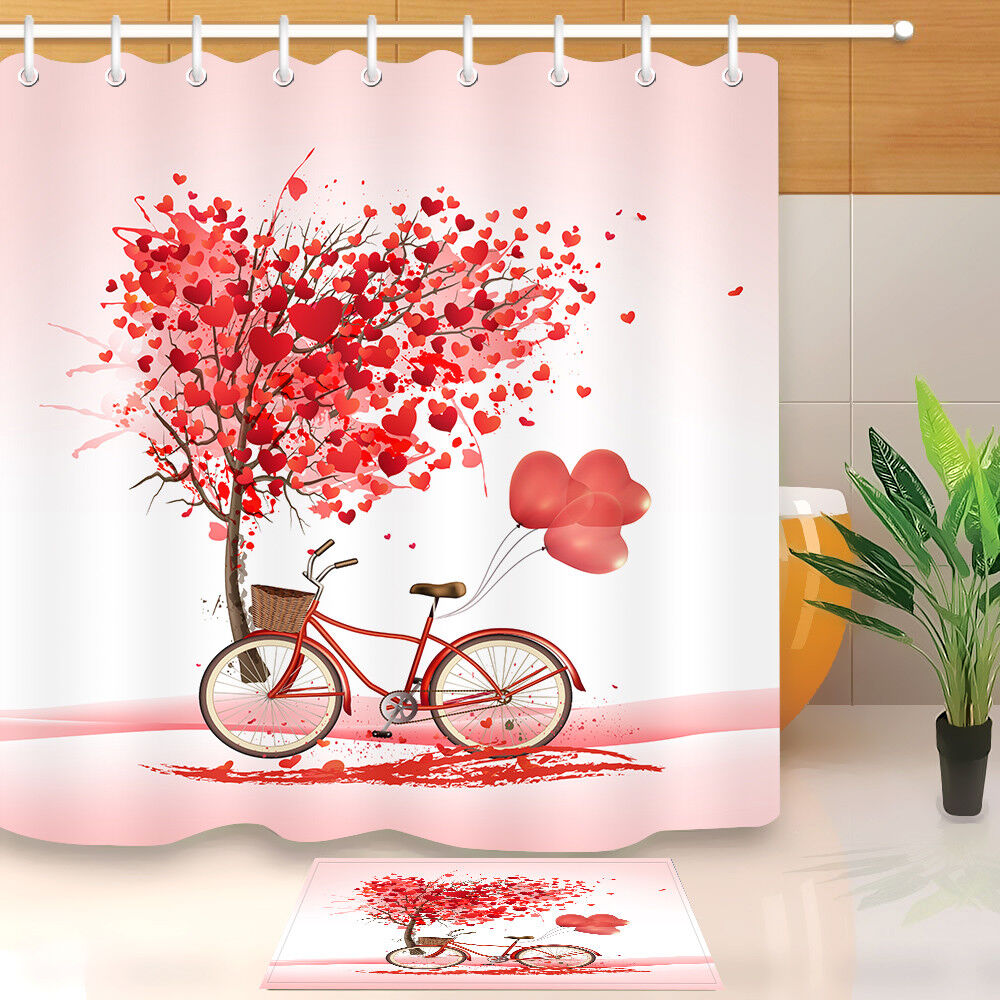 Valentine Love Heart Tree Shower Curtain - Waterproof Bathroom Accessory