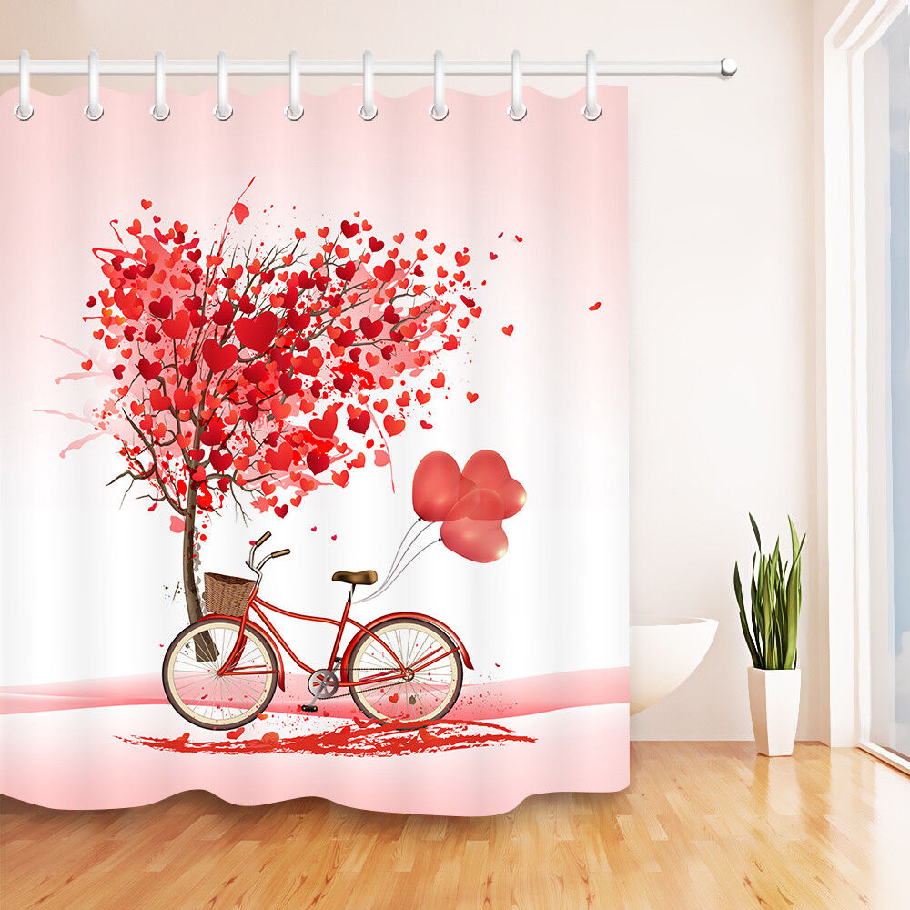 Valentine Love Heart Tree Shower Curtain - Waterproof Bathroom Accessory