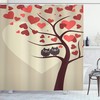Valentine Owl Shower Curtain, Couples Sitting On Branch Print, Cloth Bathroom Decor