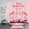 Valentine'S Day Flamingo Couple Shower Curtain With Red Roses