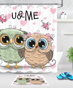 Valentine'S Day Funny Owl Couple Shower Curtain Bathroom Decor