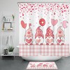 Valentine'S Day Gnome Shower Curtain - Cute Retro Buffalo Plaid Bathroom Decor