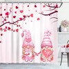 Valentine'S Day Gnome Shower Curtain For Romantic Bathroom Decor