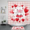 Valentine'S Day Hearts Plaid Funny Gnome Shower Curtain - Cute Bathroom Decor