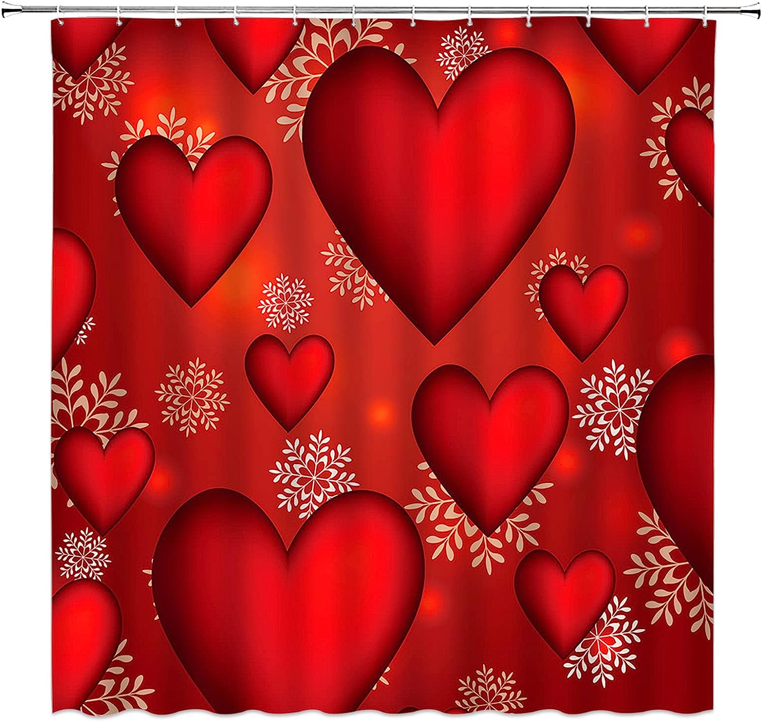Valentine'S Day Red Peach Snowflake Romantic Dream Shower Curtain For Bathroom Decor Fabric - Image 4