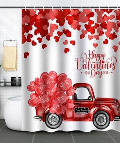 Valentine's Day Balloons Shower Curtain, Fun and Romantic Bathroom Accessory for Your Special Day