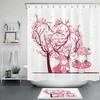 Valentine's Day Gnome Love Heart Tree Vintage Shower Curtain for Bathroom