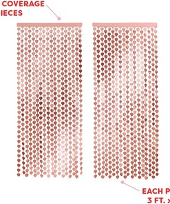 Valentine's Day Heart Foil Curtain in Rose Gold for Romantic Bridal Shower Birthday Decor