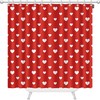 Valentine's Day Heart Shower Curtain with Seamless Polka Dot Red Pattern and Hearts for Bathroom Showers - oFloral