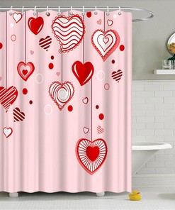Valentine's Day Love Heart Couple Shower Curtain for Romantic Bathroom Decor