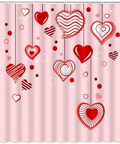 Valentine's Day Love Heart Couple Shower Curtain for Romantic Bathroom Decor