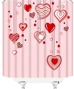 Valentine's Day Love Heart Couple Shower Curtain for Romantic Bathroom Decor