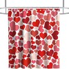 Valentine's Day Love Heart Luxury Shower Curtain Set Waterproof Washable Red