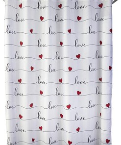 Valentine's Day Love Script Shower Curtain, Cute Colored Bathroom Decor