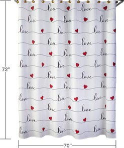 Valentine's Day Love Script Shower Curtain, Cute Colored Bathroom Decor