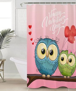 Valentine's Day Owl Couple Romantic Shower Curtain for a Love-inspired Bathroom