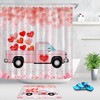 Valentine's Day Pickup Truck with Hearts Shower Curtain for Bathroom Decor