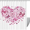Valentine's Day Pink Heart Butterflies Print Fabric Shower Curtain for Feminine Bathroom Decor