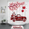 Valentine's Day Red Love Heart Tree Truck Shower Curtain for an Amorous Bathroom