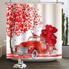 Valentine's Day Red Truck Love Tree Shower Curtain for Bathroom Decor